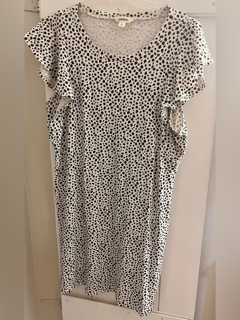 Goodthreads Cream Mini Spot Ruffle Sleeve Midi Dress